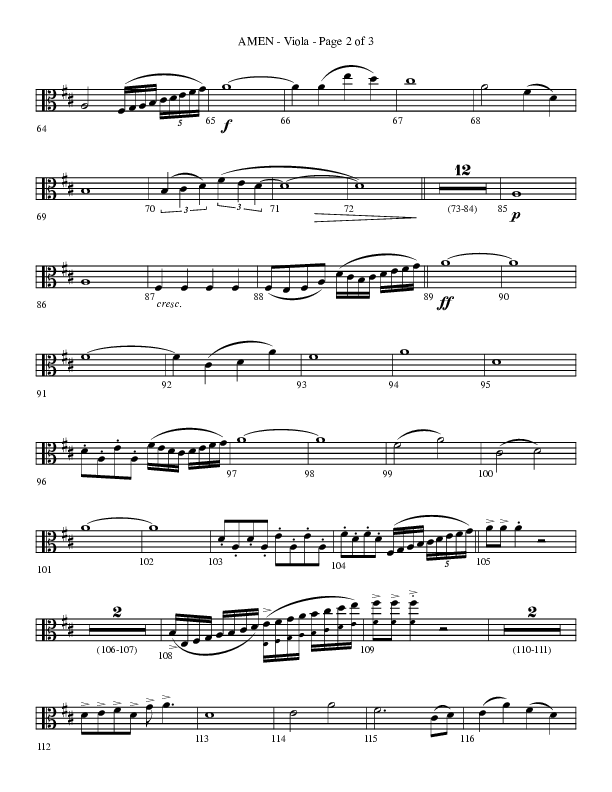 Amen (Choral Anthem SATB) Viola (Lifeway Choral / Arr. Bradley Knight)