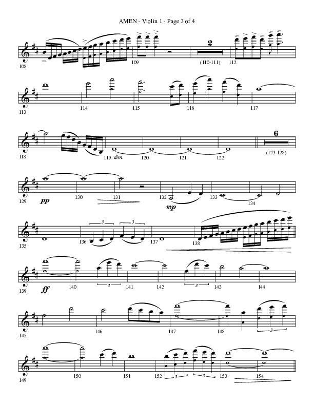 Amen (Choral Anthem SATB) Violin 1 (Lifeway Choral / Arr. Bradley Knight)