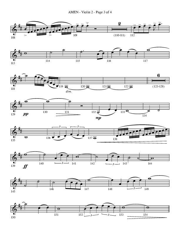 Amen (Choral Anthem SATB) Violin 2 (Lifeway Choral / Arr. Bradley Knight)