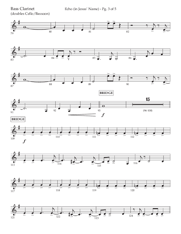 Echo (In Jesus Name) (Choral Anthem SATB) Bass Clarinet (Lifeway Choral / Arr. Luke Gambill / Arr. Bill Wolaver)