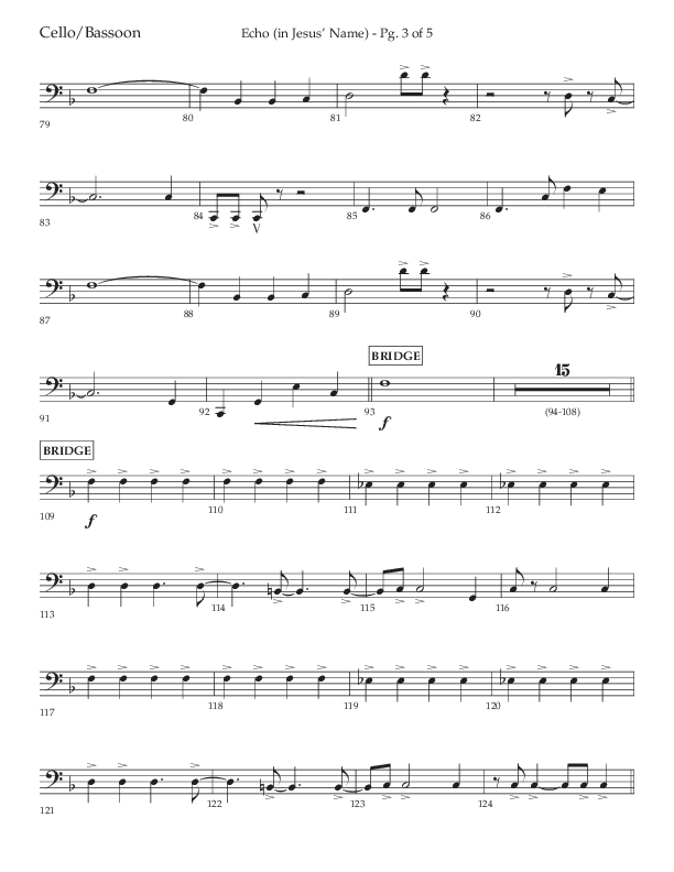 Echo (In Jesus Name) (Choral Anthem SATB) Cello (Lifeway Choral / Arr. Luke Gambill / Arr. Bill Wolaver)
