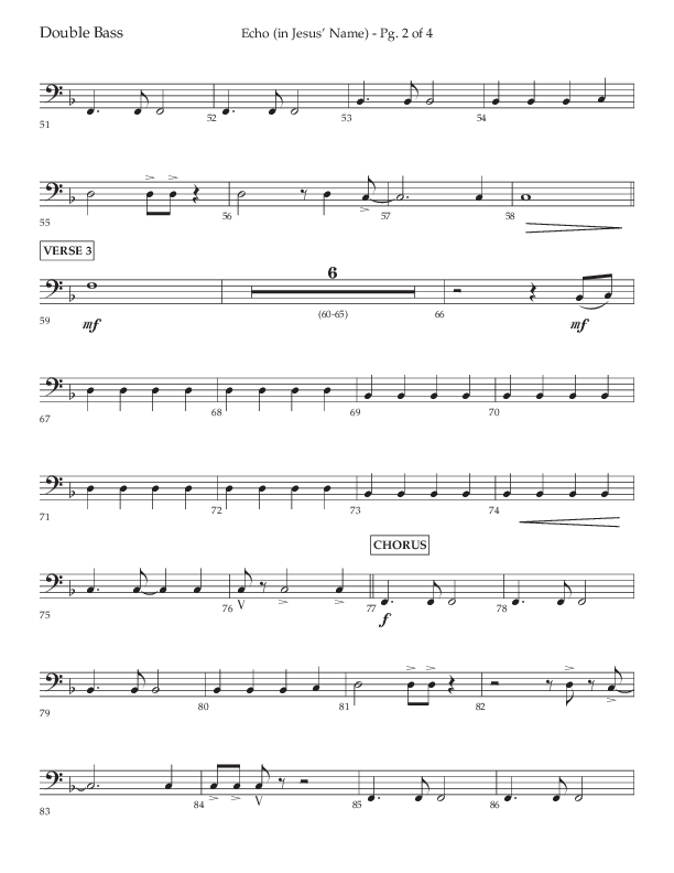 Echo (In Jesus Name) (Choral Anthem SATB) Double Bass (Lifeway Choral / Arr. Luke Gambill / Arr. Bill Wolaver)