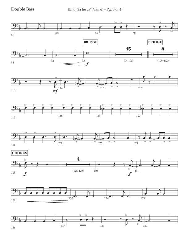 Echo (In Jesus Name) (Choral Anthem SATB) Double Bass (Lifeway Choral / Arr. Luke Gambill / Arr. Bill Wolaver)