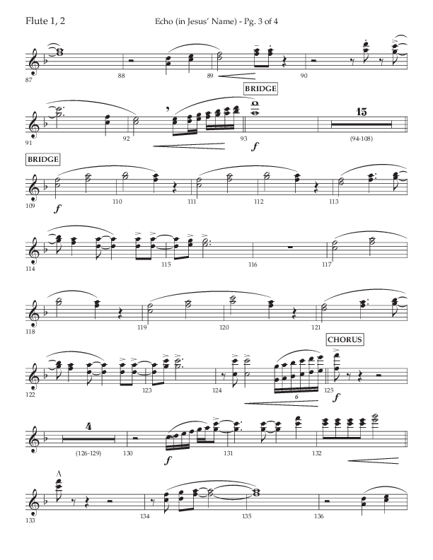 Echo (In Jesus Name) (Choral Anthem SATB) Flute 1/2 (Lifeway Choral / Arr. Luke Gambill / Arr. Bill Wolaver)