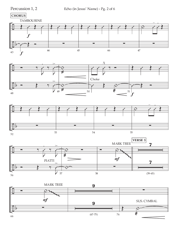 Echo (In Jesus Name) (Choral Anthem SATB) Percussion 1/2 (Lifeway Choral / Arr. Luke Gambill / Arr. Bill Wolaver)
