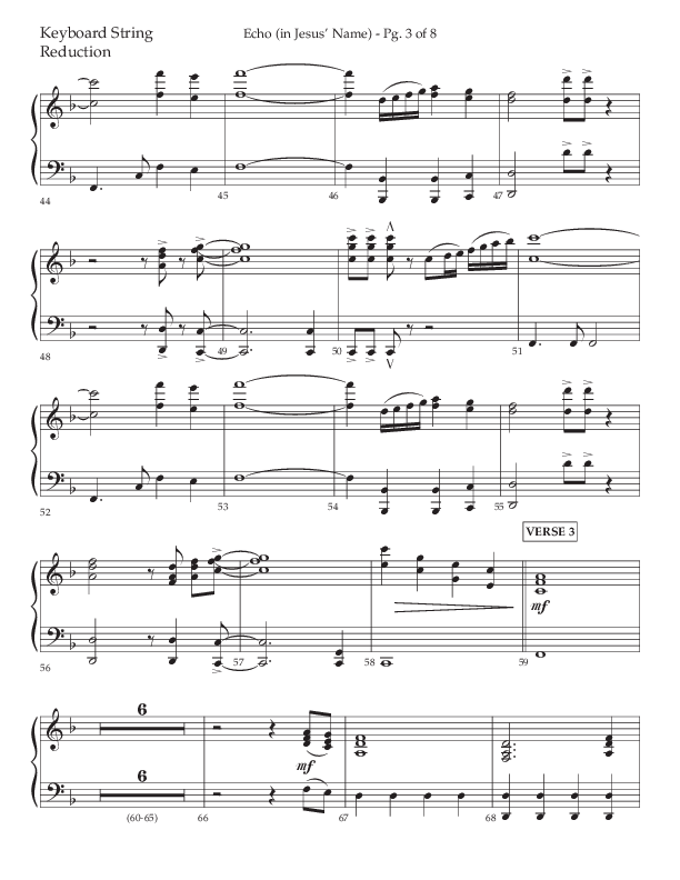Echo (In Jesus Name) (Choral Anthem SATB) String Reduction (Lifeway Choral / Arr. Luke Gambill / Arr. Bill Wolaver)