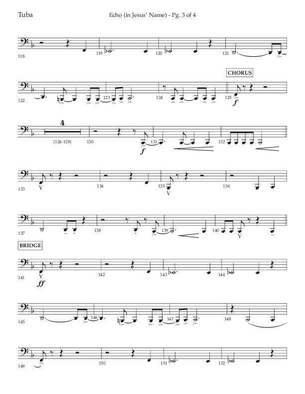 Echo (In Jesus Name) (Choral Anthem SATB) Tuba (Lifeway Choral / Arr. Luke Gambill / Arr. Bill Wolaver)