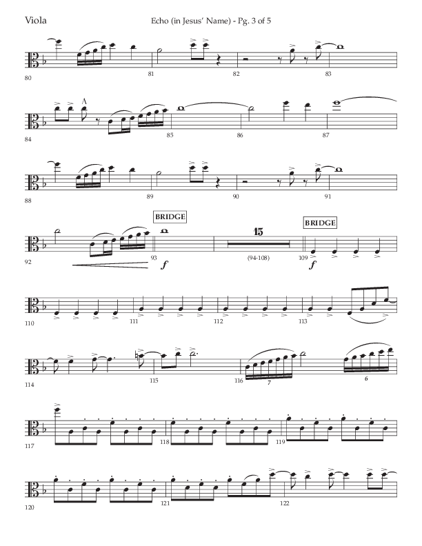 Echo (In Jesus Name) (Choral Anthem SATB) Viola (Lifeway Choral / Arr. Luke Gambill / Arr. Bill Wolaver)