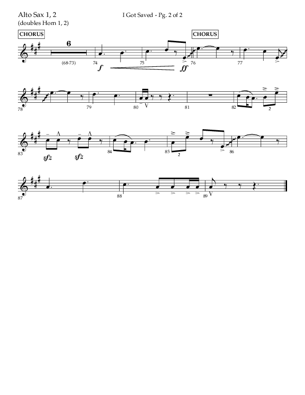 I Got Saved with Blessed Assurance Jesus Is Mine (Choral Anthem SATB) Alto Sax 1/2 (Lifeway Choral / Arr. Christopher Phillips)