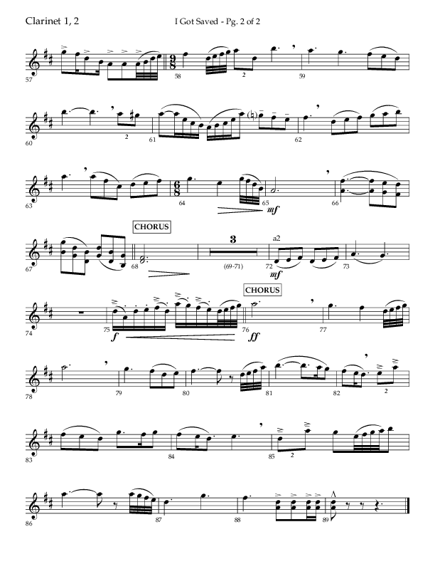 I Got Saved with Blessed Assurance Jesus Is Mine (Choral Anthem SATB) Clarinet 1/2 (Lifeway Choral / Arr. Christopher Phillips)