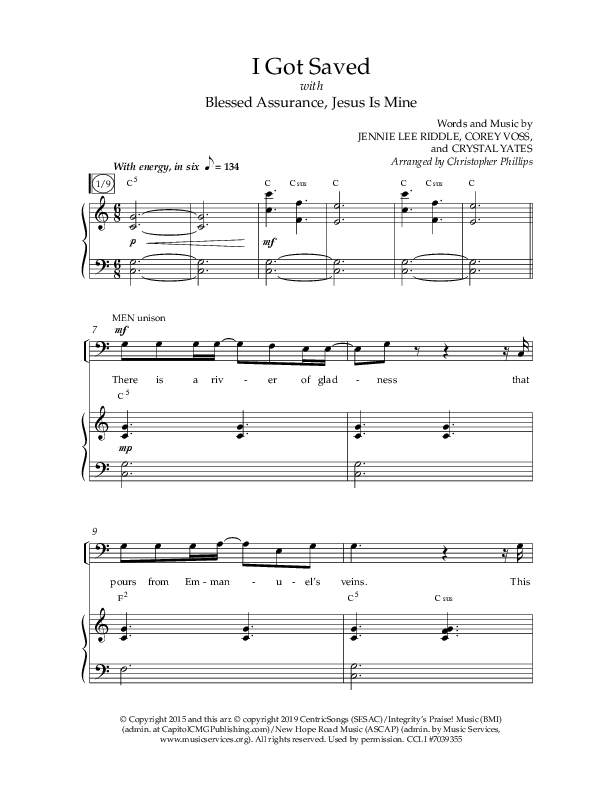 I Got Saved with Blessed Assurance Jesus Is Mine (Choral Anthem SATB) Anthem (SATB/Piano) (Lifeway Choral / Arr. Christopher Phillips)