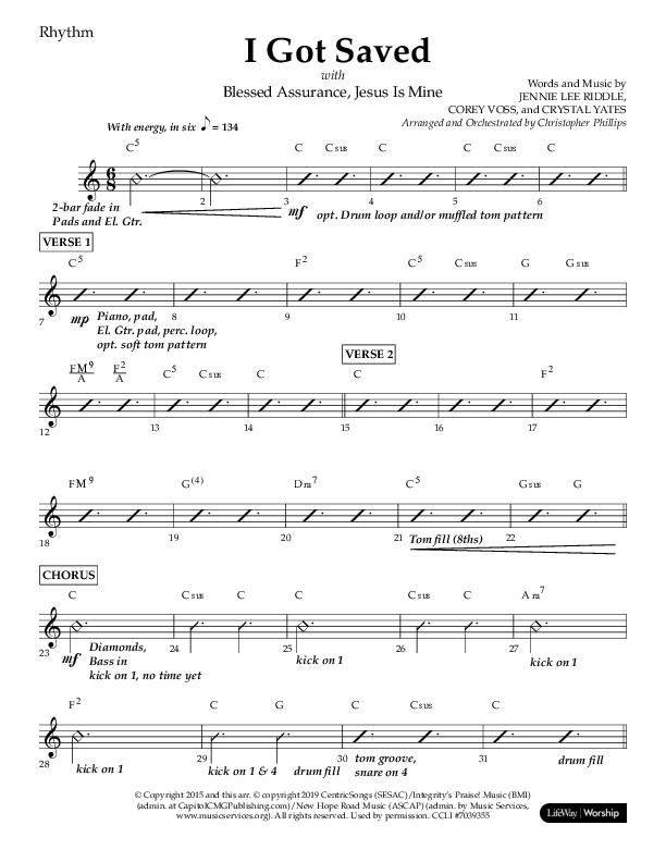 I Got Saved with Blessed Assurance Jesus Is Mine (Choral Anthem SATB) Lead Melody & Rhythm (Lifeway Choral / Arr. Christopher Phillips)