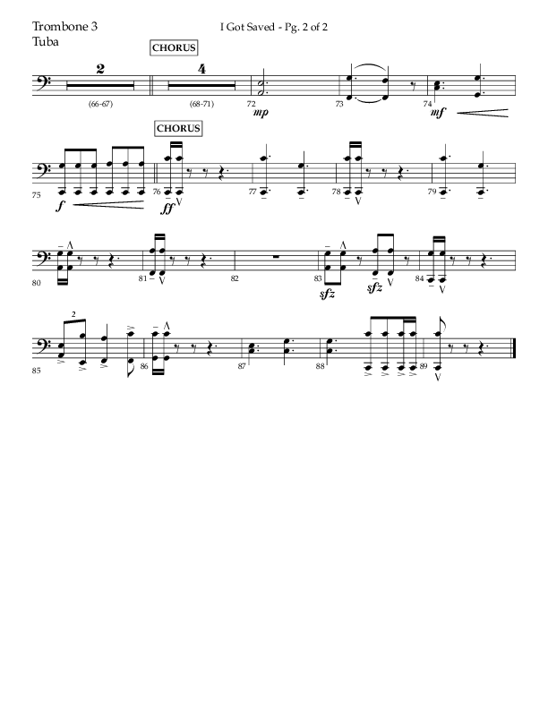 I Got Saved with Blessed Assurance Jesus Is Mine (Choral Anthem SATB) Trombone 3/Tuba (Lifeway Choral / Arr. Christopher Phillips)