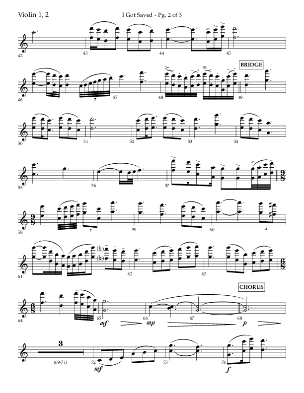 I Got Saved with Blessed Assurance Jesus Is Mine (Choral Anthem SATB) Violin 1/2 (Lifeway Choral / Arr. Christopher Phillips)