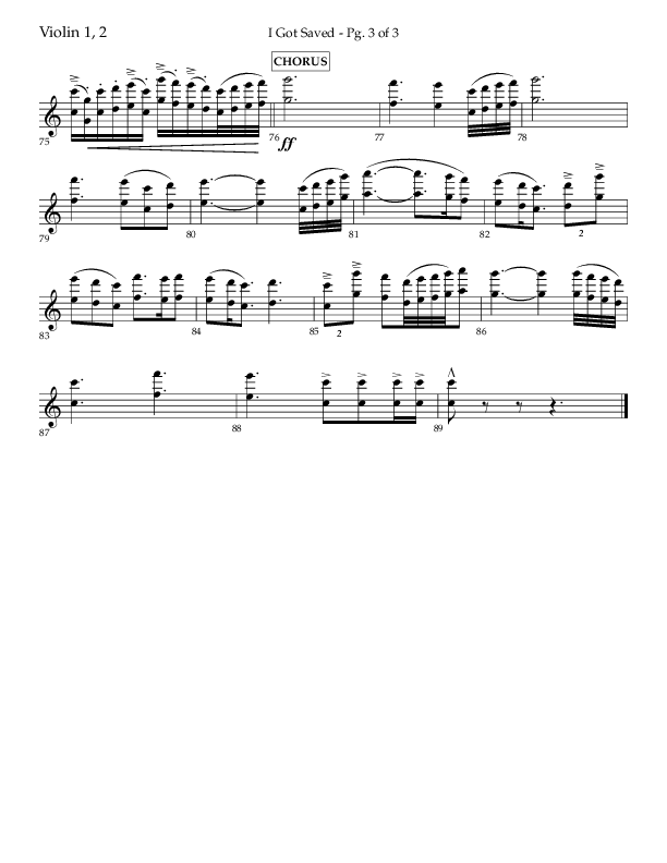 I Got Saved with Blessed Assurance Jesus Is Mine (Choral Anthem SATB) Violin 1/2 (Lifeway Choral / Arr. Christopher Phillips)