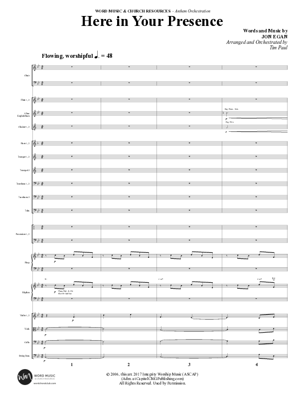 Here In Your Presence (Choral Anthem SATB) Conductor's Score (Word Music Choral / Arr. Tim Paul)