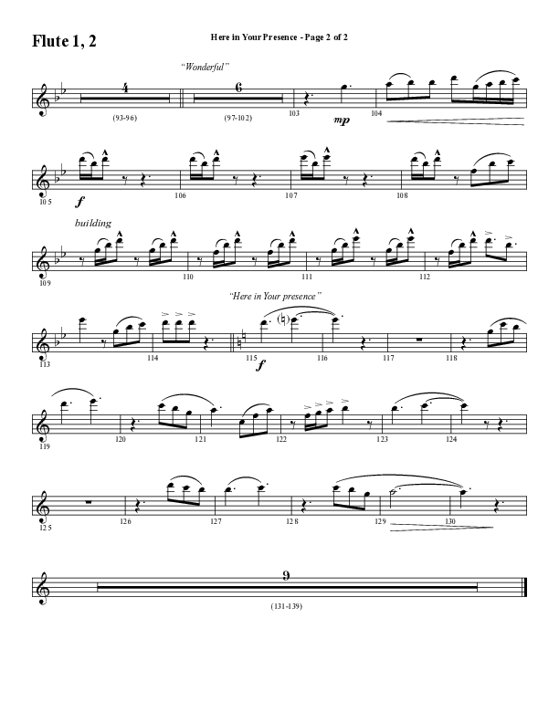 Here In Your Presence (Choral Anthem SATB) Flute 1/2 (Word Music Choral / Arr. Tim Paul)