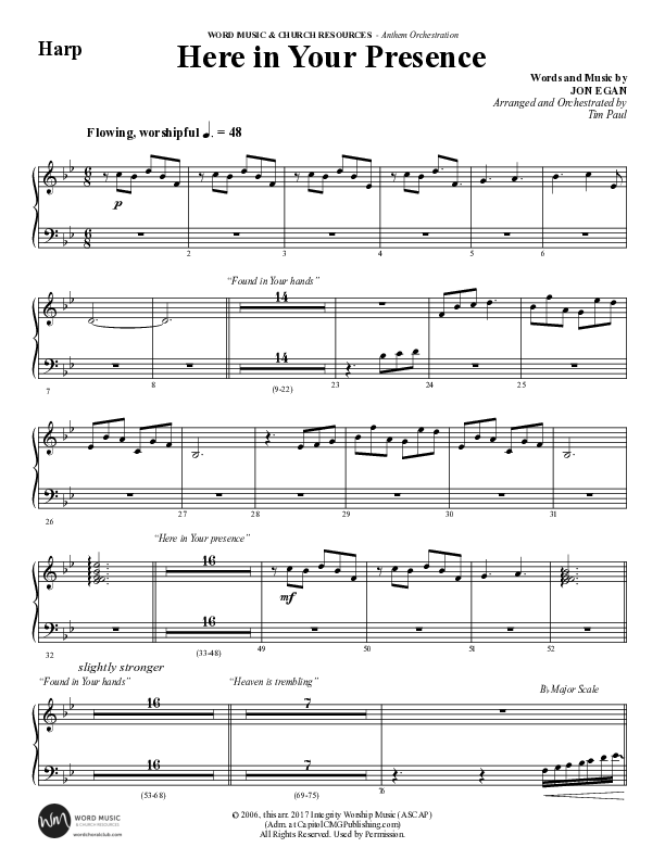 Here In Your Presence (Choral Anthem SATB) Harp (Word Music Choral / Arr. Tim Paul)