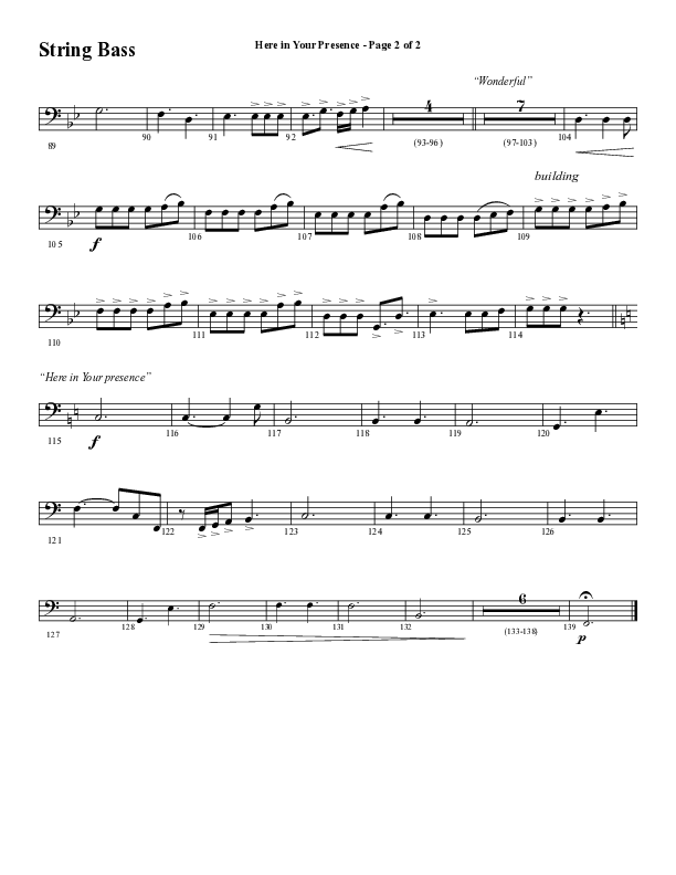 Here In Your Presence (Choral Anthem SATB) String Bass (Word Music Choral / Arr. Tim Paul)