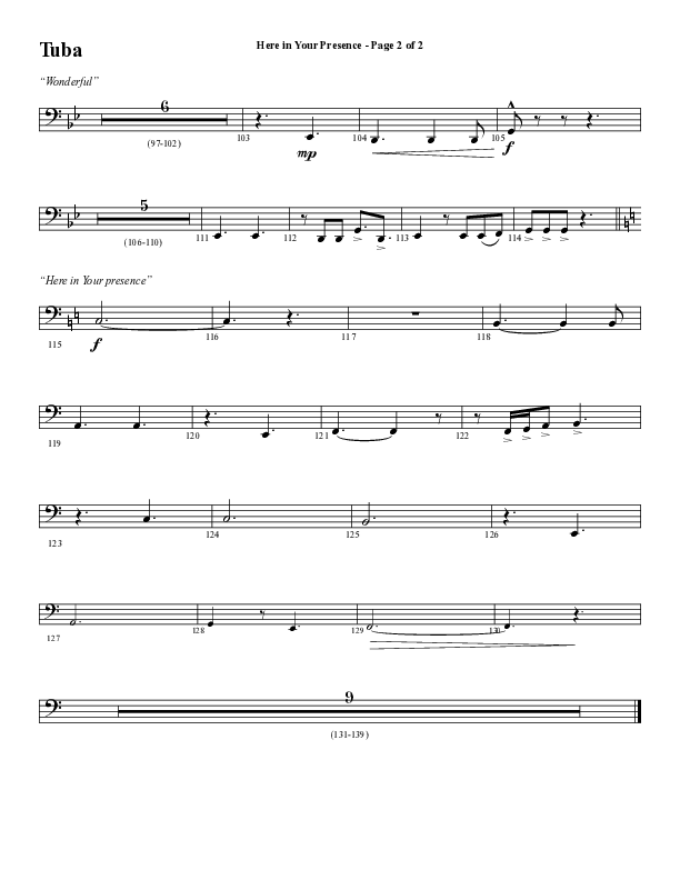 Here In Your Presence (Choral Anthem SATB) Tuba (Word Music Choral / Arr. Tim Paul)
