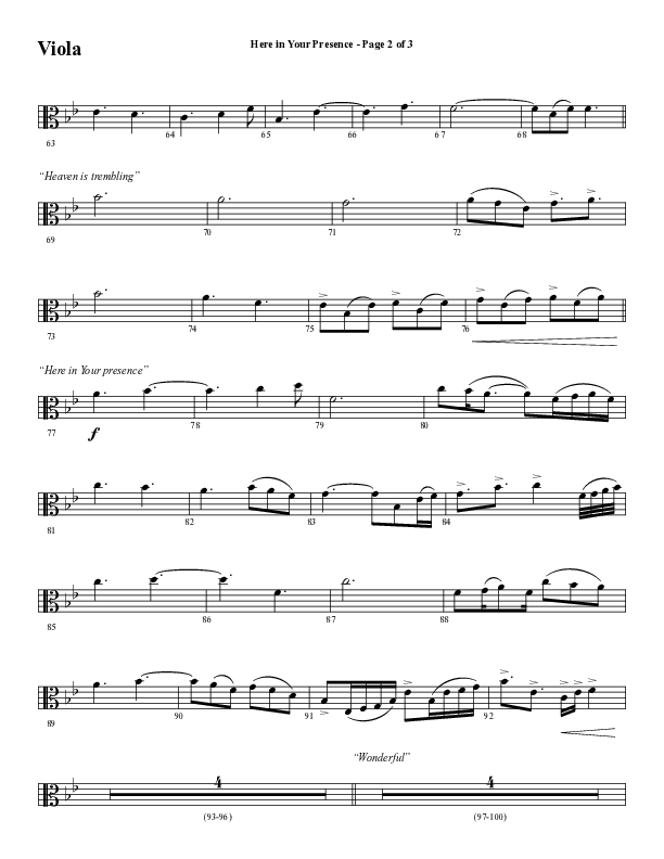 Here In Your Presence (Choral Anthem SATB) Viola (Word Music Choral / Arr. Tim Paul)