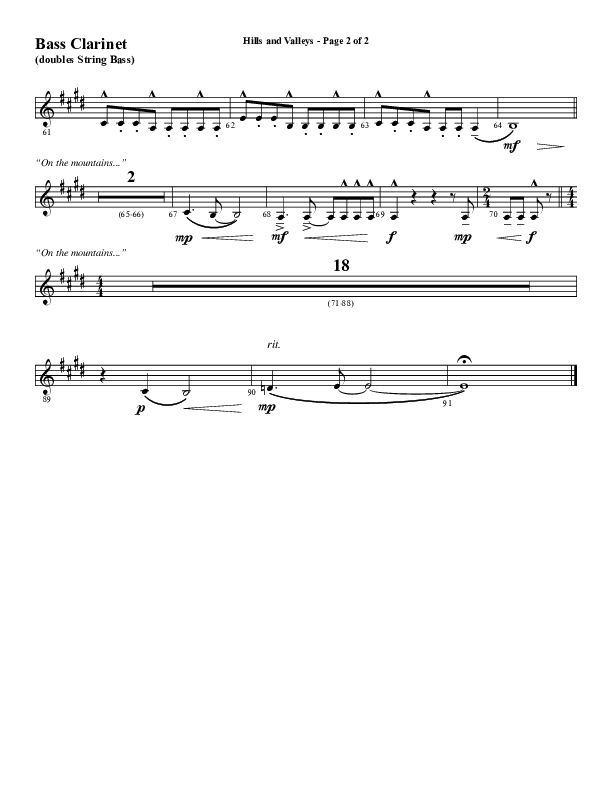 Hills And Valleys (Choral Anthem SATB) Bass Clarinet (Word Music Choral / Arr. Cliff Duren)