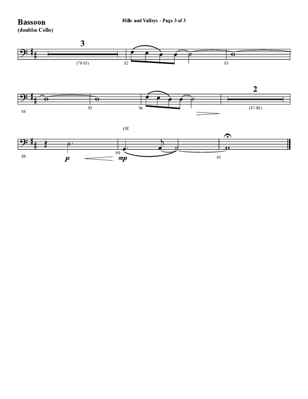 Hills And Valleys (Choral Anthem SATB) Bassoon (Word Music Choral / Arr. Cliff Duren)