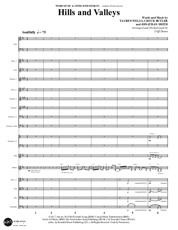 Hills And Valleys (Choral Anthem SATB) Conductor's Score (Word Music Choral / Arr. Cliff Duren)