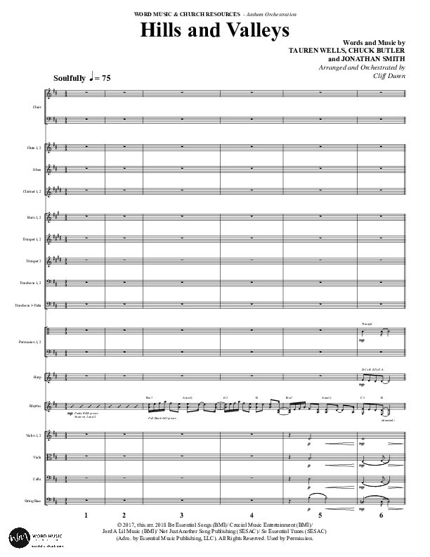 Hills And Valleys (Choral Anthem SATB) Orchestration (Word Music Choral / Arr. Cliff Duren)