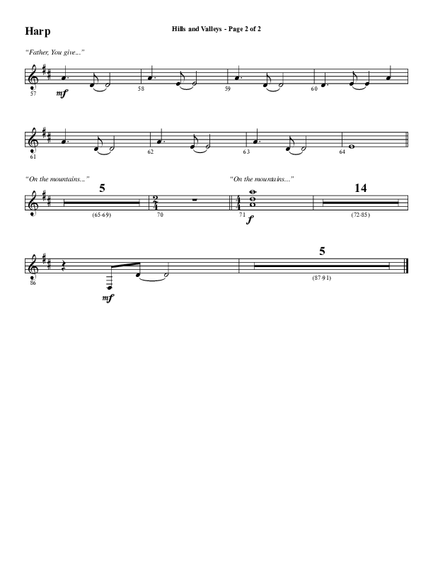 Hills And Valleys (Choral Anthem SATB) Harp (Word Music Choral / Arr. Cliff Duren)