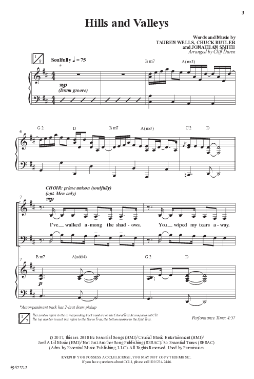 Hills And Valleys (Choral Anthem SATB) Anthem (SATB/Piano) (Word Music Choral / Arr. Cliff Duren)
