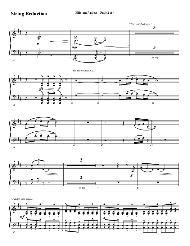 Hills And Valleys (Choral Anthem SATB) String Reduction (Word Music Choral / Arr. Cliff Duren)