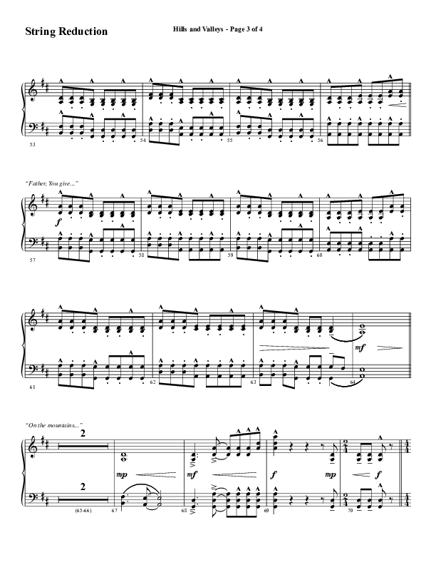 Hills And Valleys (Choral Anthem SATB) String Reduction (Word Music Choral / Arr. Cliff Duren)