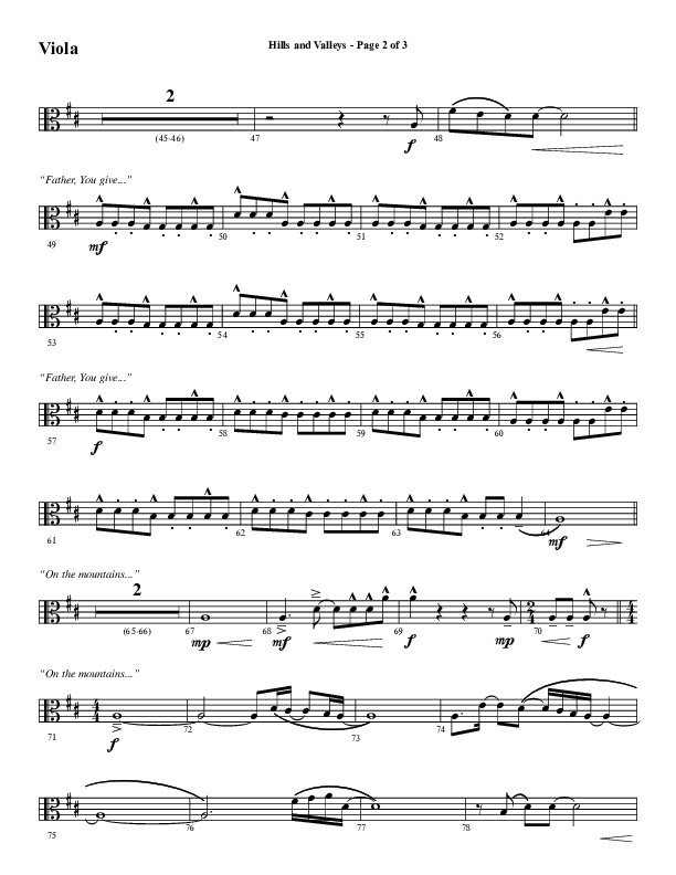 Hills And Valleys (Choral Anthem SATB) Viola (Word Music Choral / Arr. Cliff Duren)