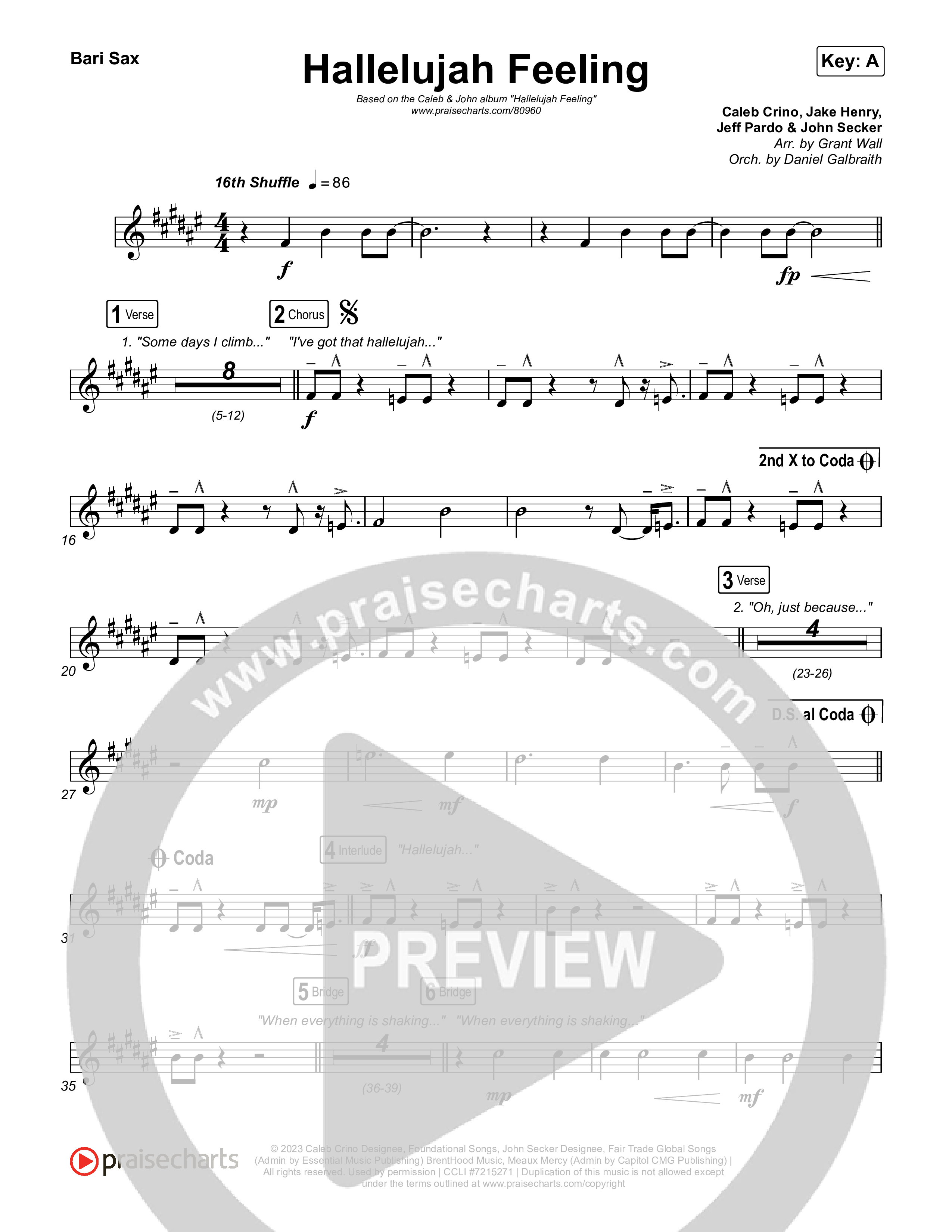 Hallelujah Feeling Bari Sax (Caleb & John)