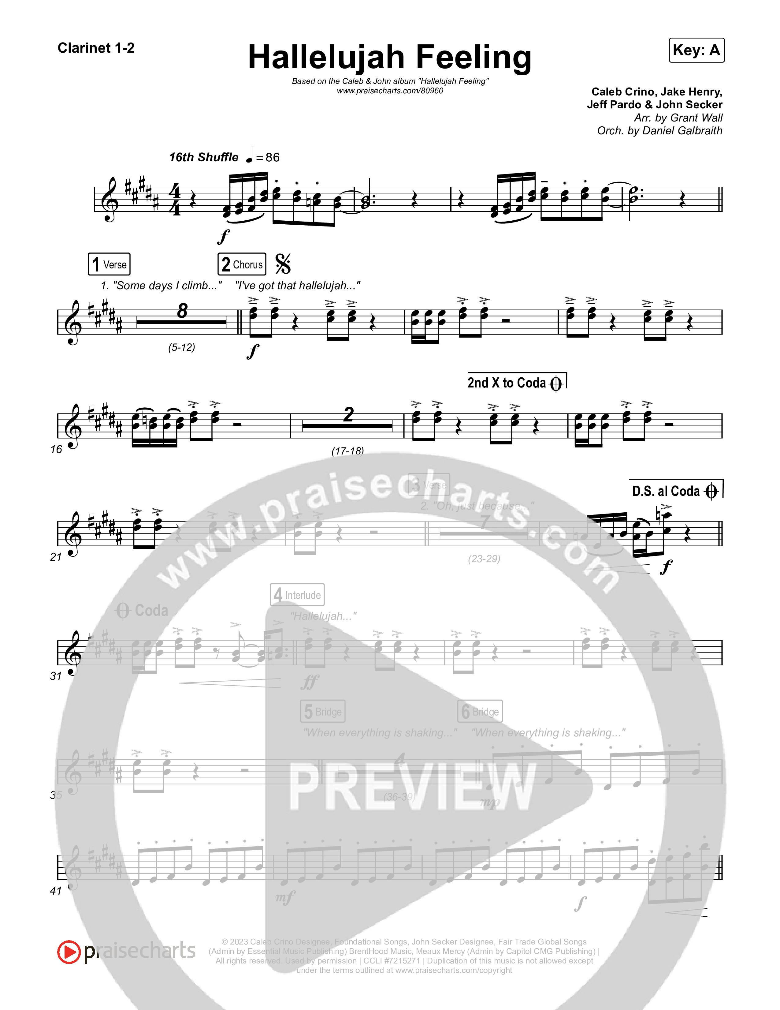 Hallelujah Feeling Clarinet 1/2 (Caleb & John)