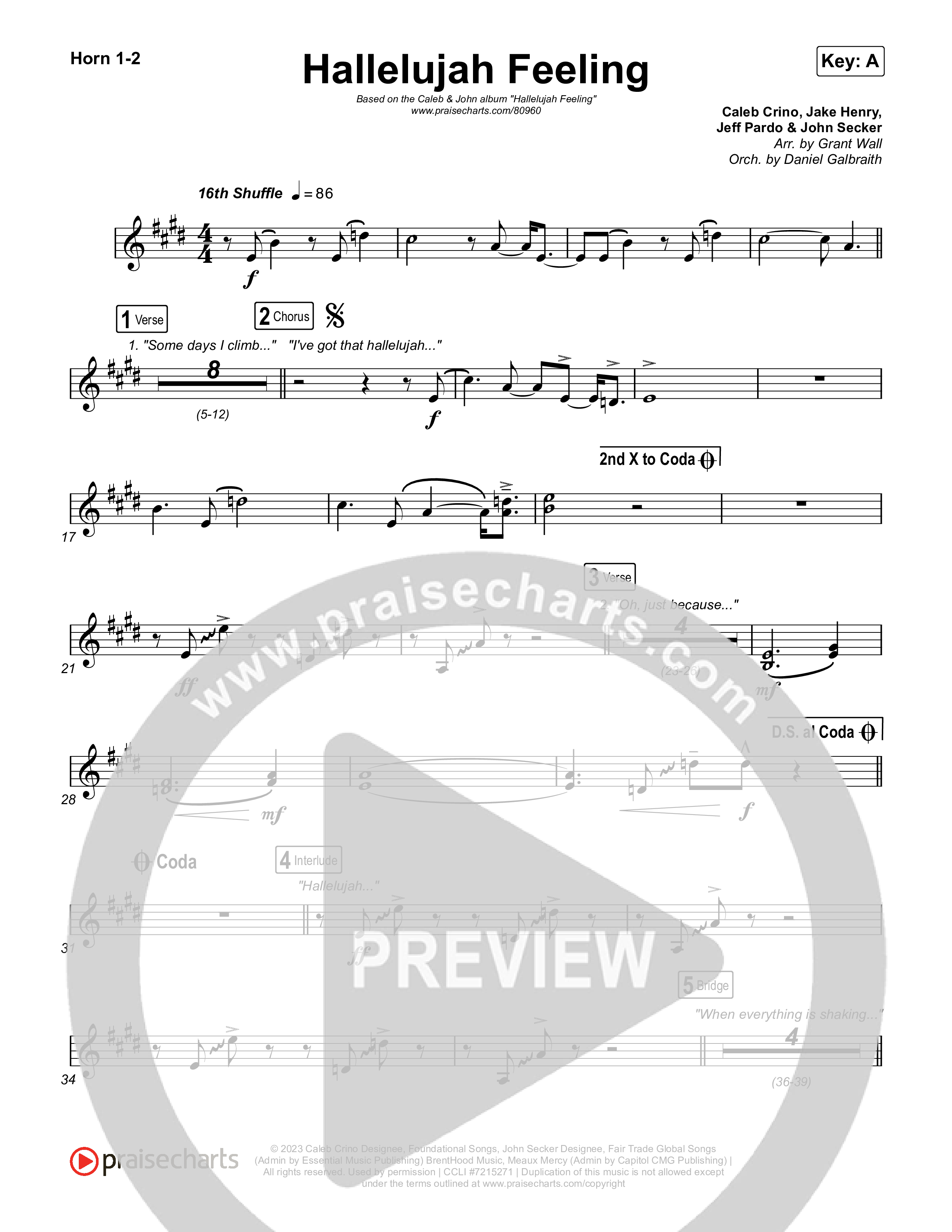 Hallelujah Feeling French Horn 1/2 (Caleb & John)