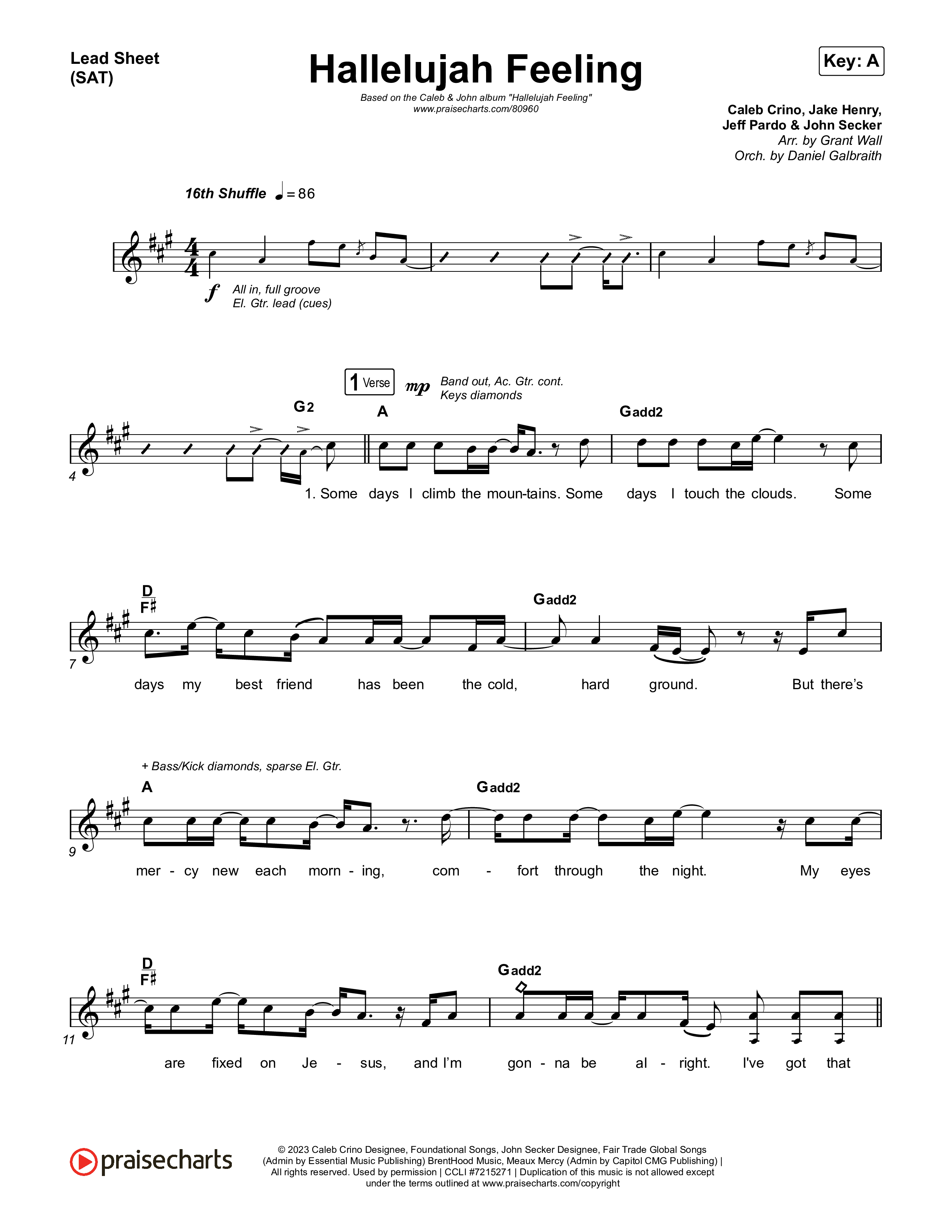 Hallelujah Feeling Lead Sheet (SAT) (Caleb & John)