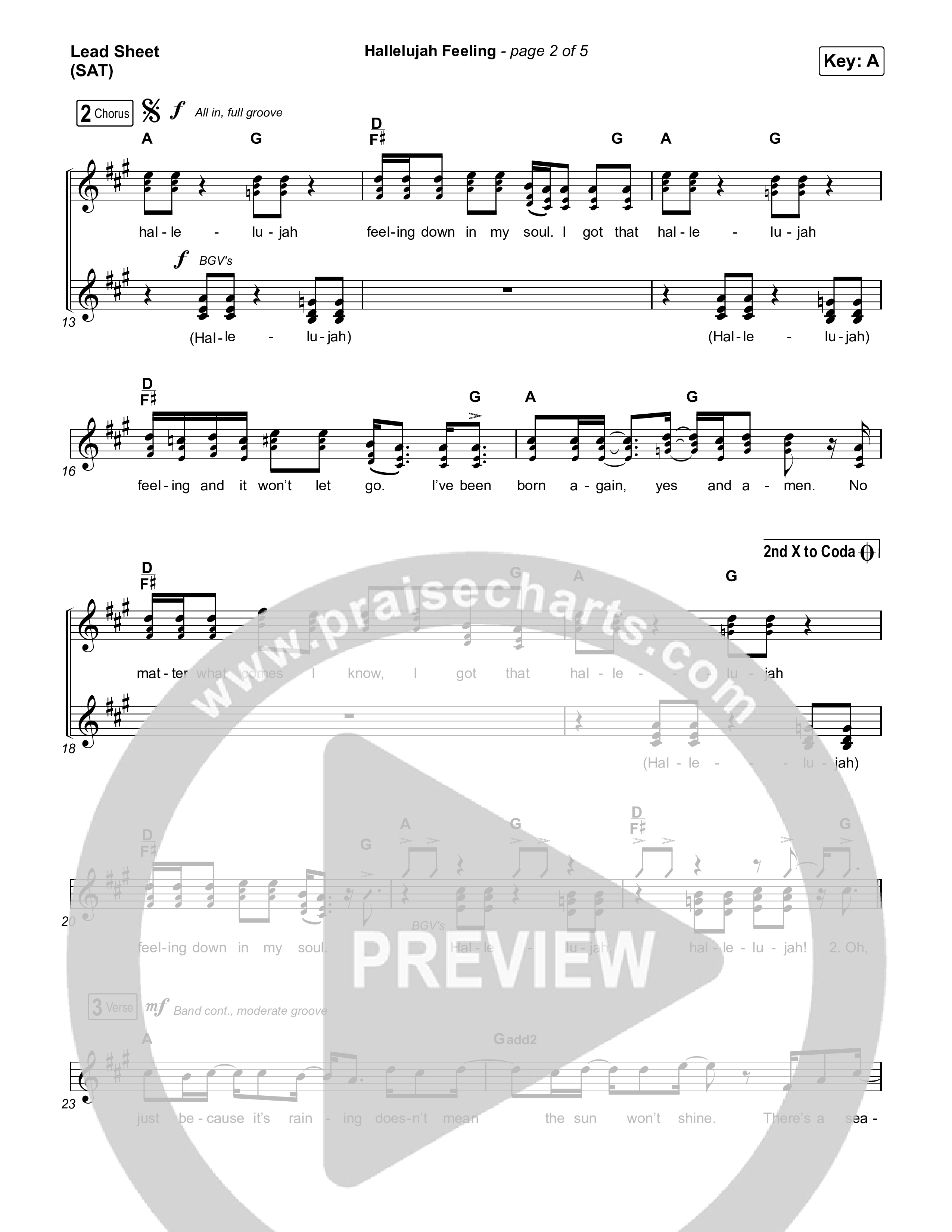 Hallelujah Feeling Lead Sheet (SAT) (Caleb & John)