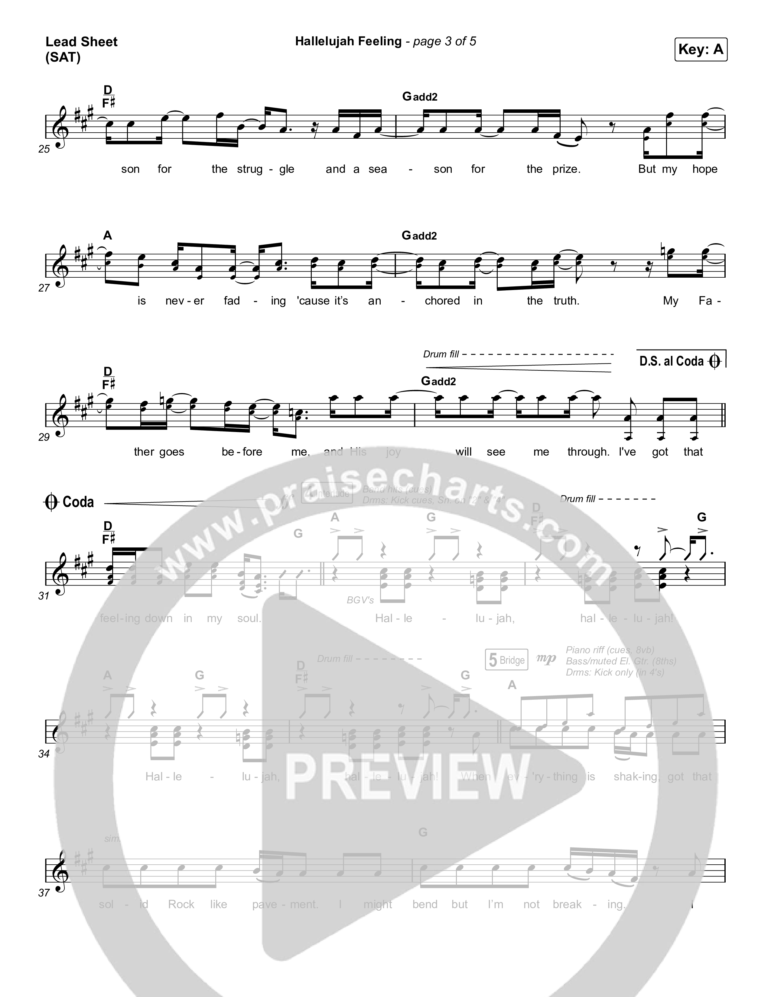 Hallelujah Feeling Lead Sheet (SAT) (Caleb & John)