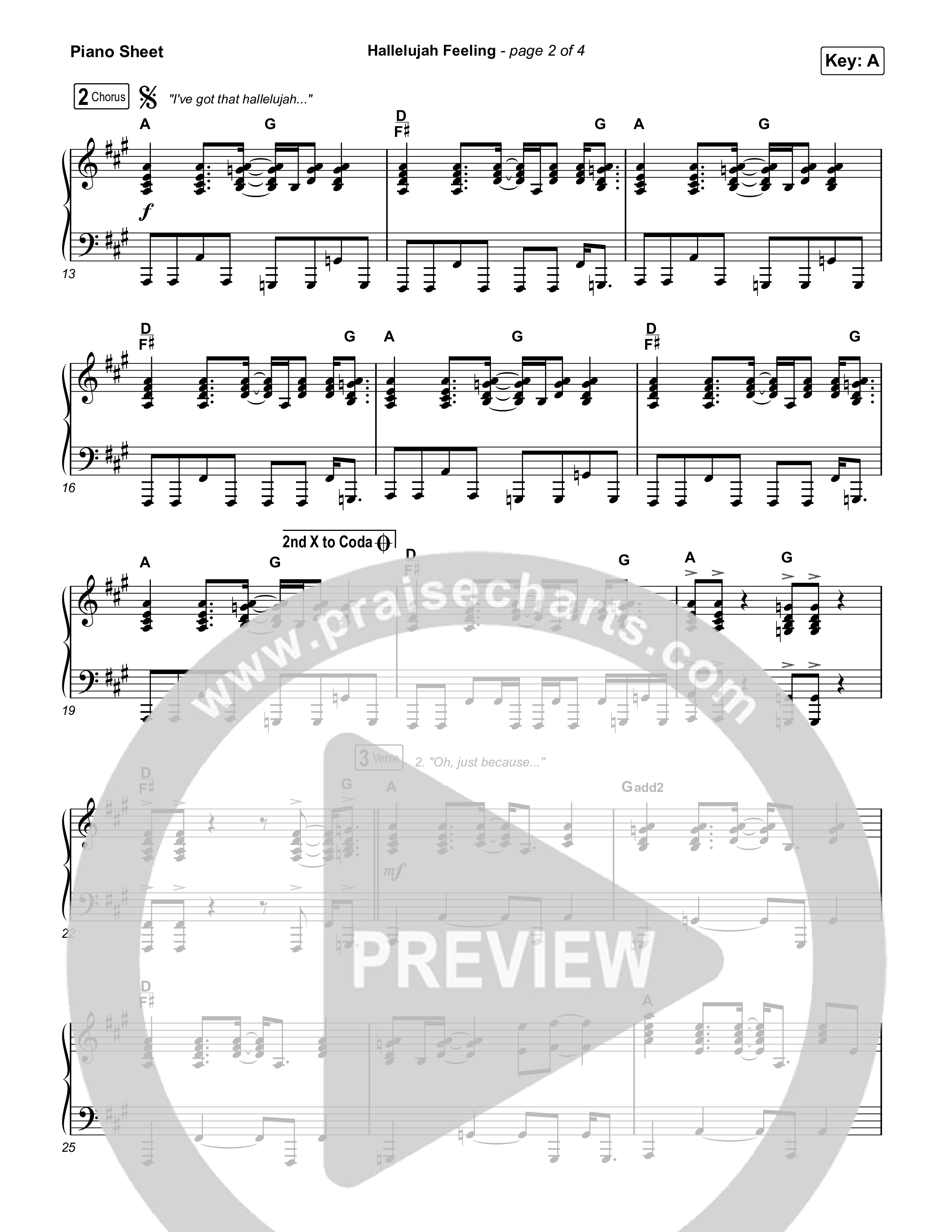 Hallelujah Feeling Piano Sheet (Caleb & John)