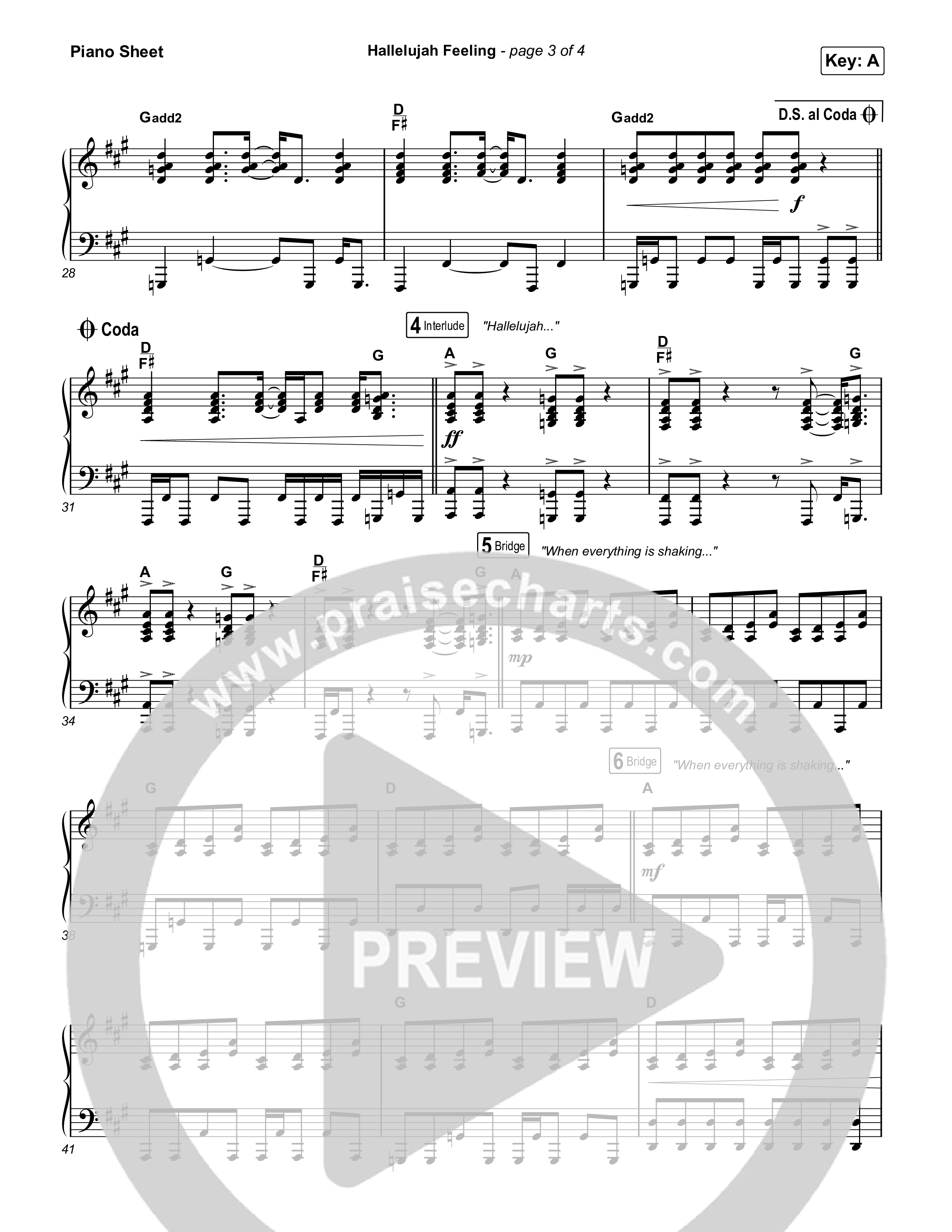 Hallelujah Feeling Piano Sheet (Caleb & John)