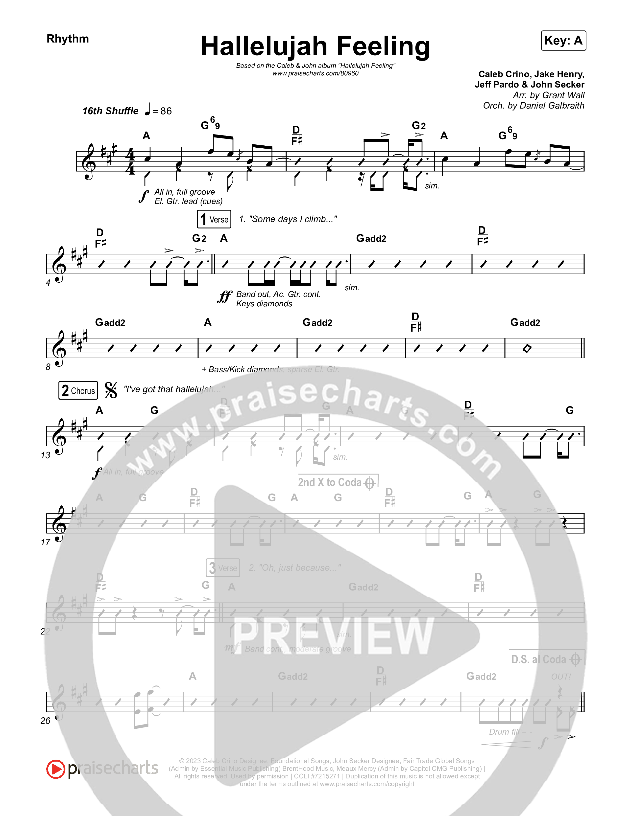 Hallelujah Feeling Rhythm Chart (Caleb & John)