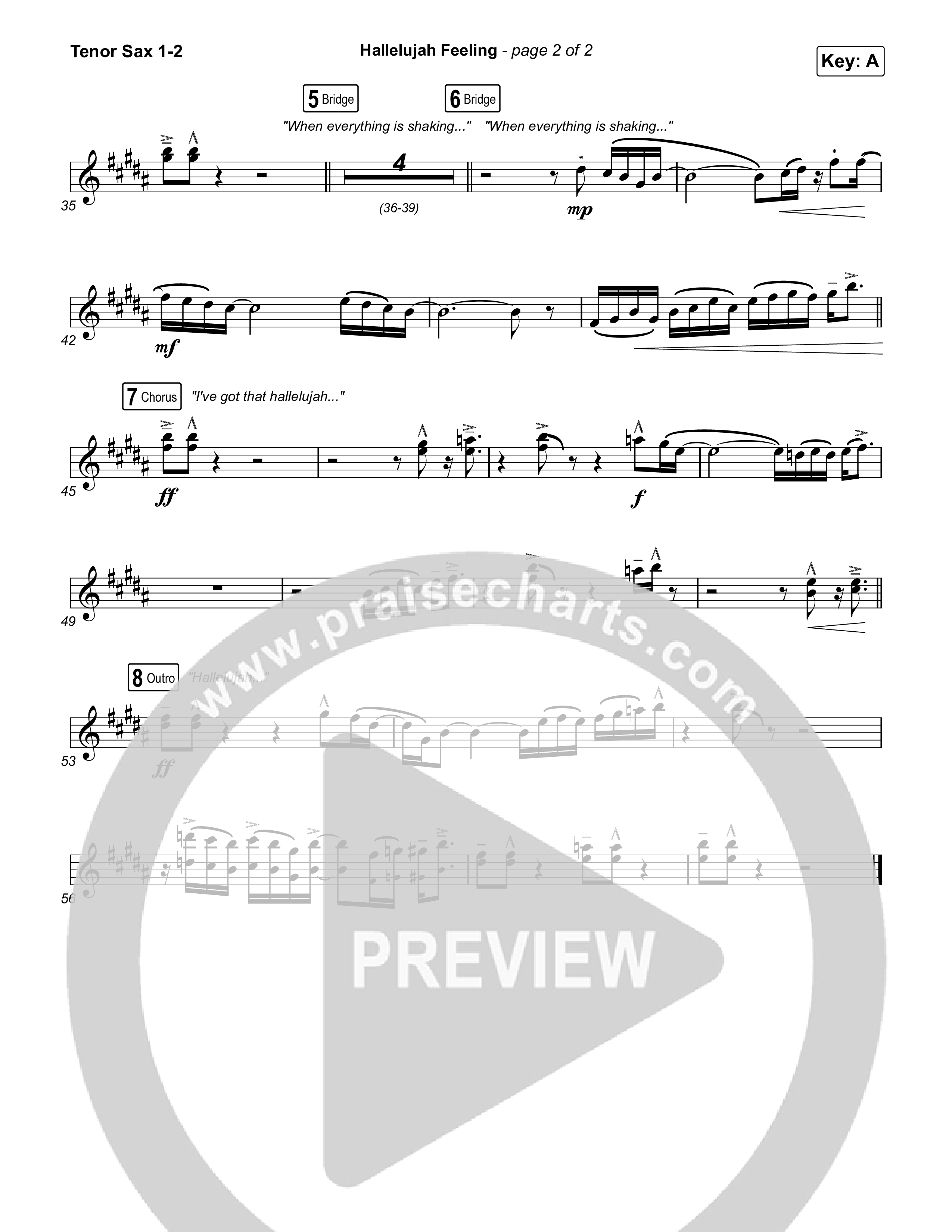 Hallelujah Feeling Tenor Sax 1/2 (Caleb & John)