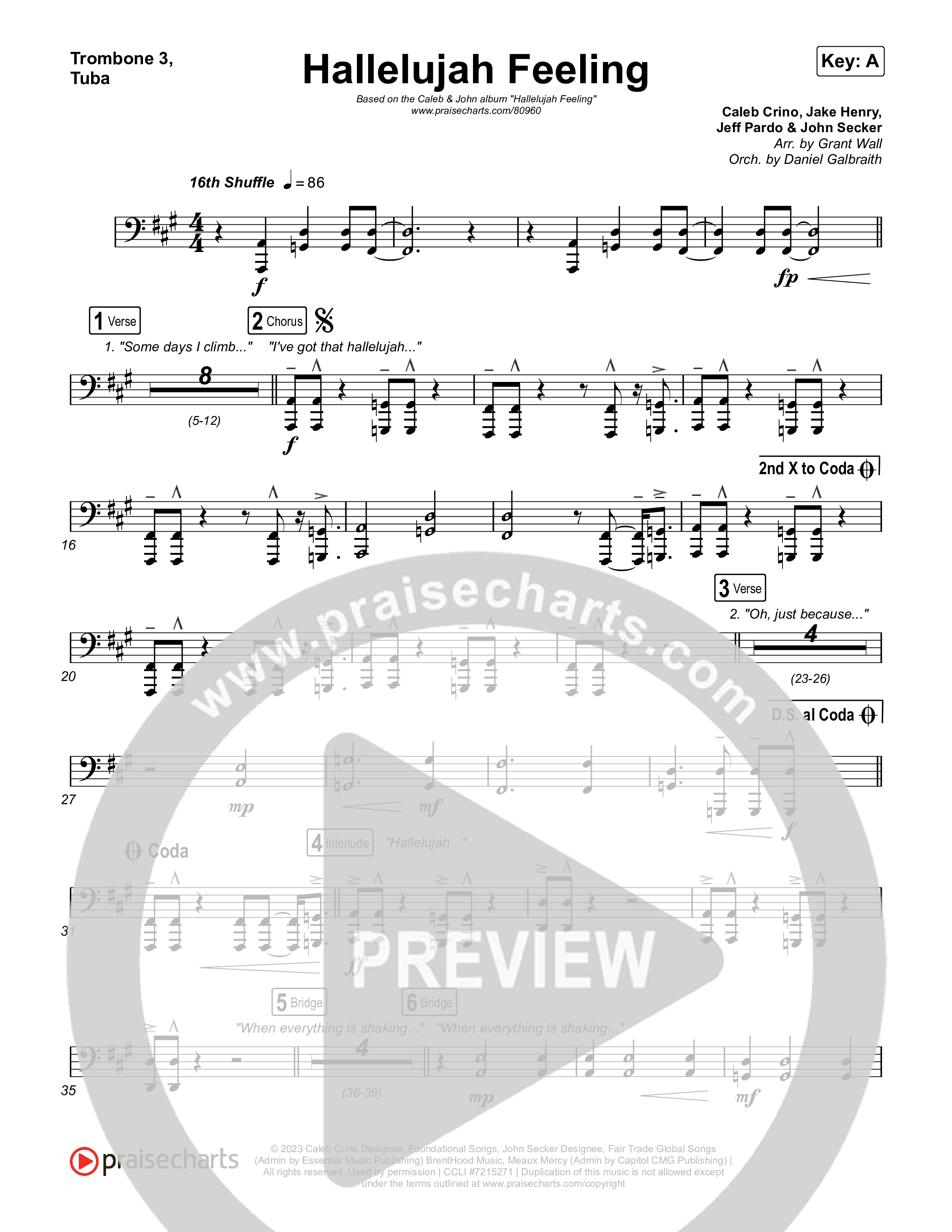 Hallelujah Feeling Trombone 3/Tuba (Caleb & John)