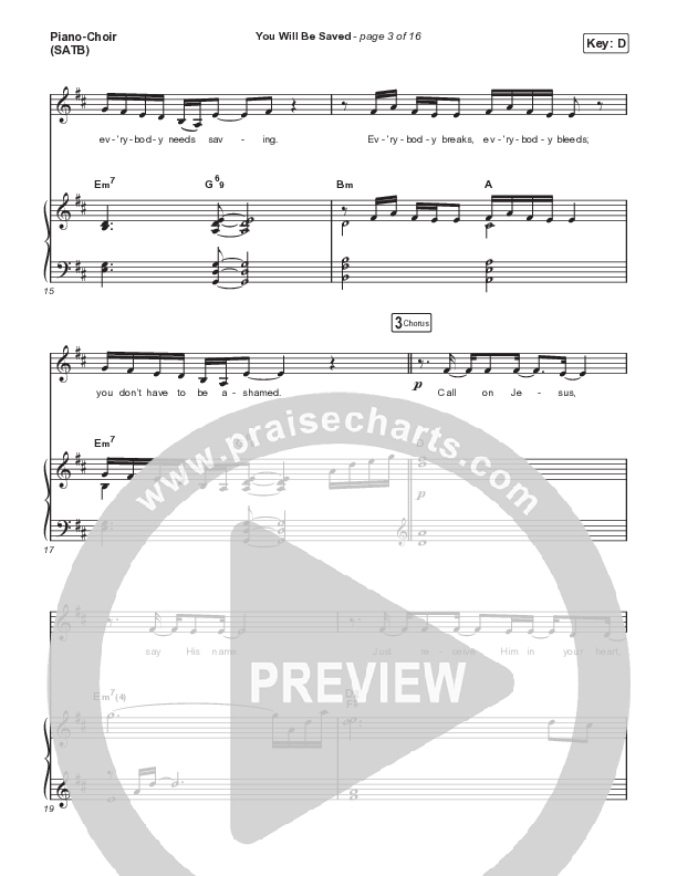You Will Be Saved Piano/Vocal (SATB) (ELEVATION RHYTHM)