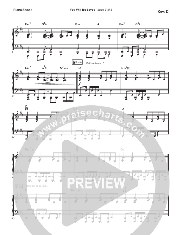 You Will Be Saved Piano Sheet (ELEVATION RHYTHM)