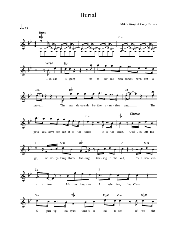 Burial Lead Sheet Melody (Mitch Wong / Hope Darst)