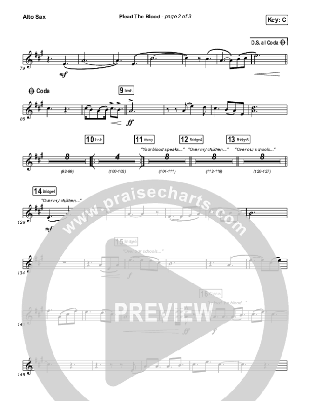 Plead The Blood Alto Sax (Chris Davenport / Cody Carnes / Brandon Lake)