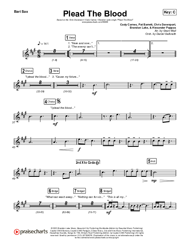 Plead The Blood Bari Sax (Chris Davenport / Cody Carnes / Brandon Lake)